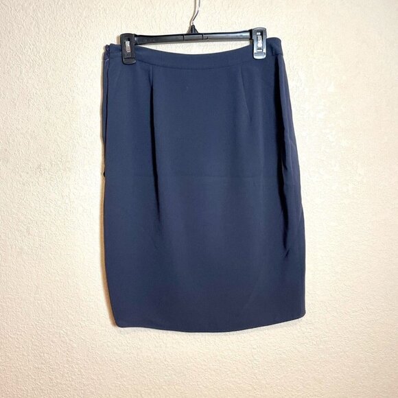 Max Mara Straight Pencil Skirt Womens Size Medium Black Tulip Hem Side Zip - Picture 5 of 10